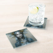 Blue Gold Fairy Fantasy Glazen Onderzetter (Schuin)