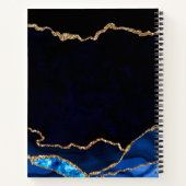 Blue Gold Faux Glitter Agate Wedding Guest Book Notitieboek (Achterkant)