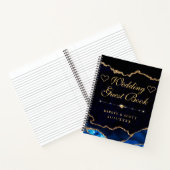Blue Gold Faux Glitter Agate Wedding Guest Book Notitieboek (Binnen)