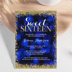 Blue Gold Faux Glitter Lights 16 september Kaart
