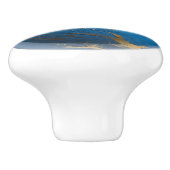 Blue Gold Faux Marble Orb Keramische Knop (Zijkant)