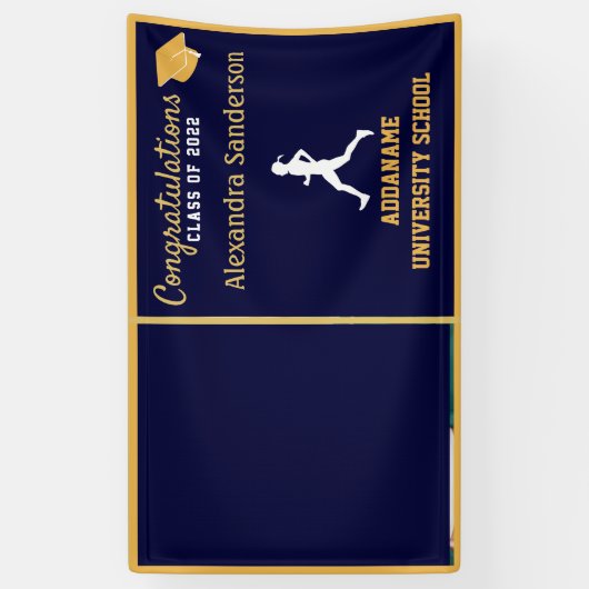 Blue Gold-felicitatieserver Afstuderen banner (Verticaal)