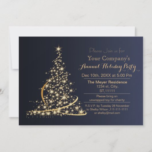 blue Gold Festive Corporate-feestdag Kaart (Voorkant)