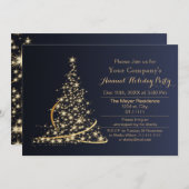 blue Gold Festive Corporate-feestdag uitnodigen Kaart (Voorkant / Achterkant)