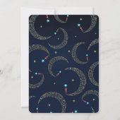 Blue Gold Filigree Moon Celestial Baby shower Kaart (Achterkant)