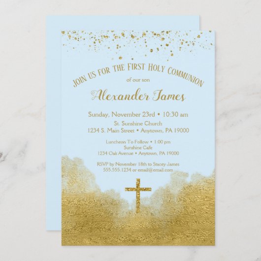 Blue Gold First Heilige Communauté Boy Kaart (Voorkant / Achterkant)