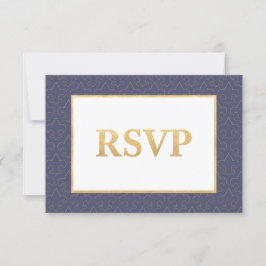 Blue & Gold Fleur De Lis Wedding RSVP-kaart RSVP Kaartje