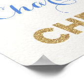 Blue Gold Floral Dreamweaver Christening Welkom Poster (Hoek)