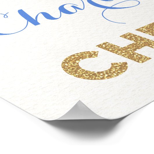 Blue Gold Floral Dreamweaver Christening Welkom Poster (Hoek)