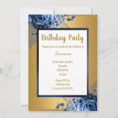 BLUE GOLD FLORAL FULL PRINT ALL OCCASION BIRTHDAY KAART (Voorkant)