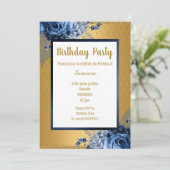 BLUE GOLD FLORAL FULL PRINT ALL OCCASION BIRTHDAY KAART (Staand voorkant)