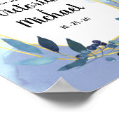 Blue Gold Floral Geometric Reception Weddenschap Poster (Hoek)