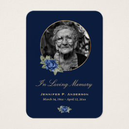 Blue Gold Floral Memorial Cards Visitekaartje