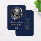 Blue Gold Floral Memorial Cards Visitekaartje (Bureau)