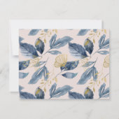 Blue Gold Floral Pattern Specialized Stationery Notitiekaartje (Achterkant)