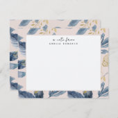 Blue Gold Floral Pattern Specialized Stationery Notitiekaartje (Voorkant / Achterkant)