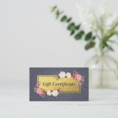 Blue Gold Floral Salon Boutique Gift Certificate Kortingskaartje (Staand voorkant)