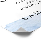 Blue Gold Floral Unplugged Wedding Ceremony Sign Poster (Hoek)