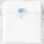Blue Gold Floral Waterverf Baby shower Hartelijk d Ronde Sticker (Tas)