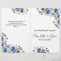 Blue Gold Floral Wedding