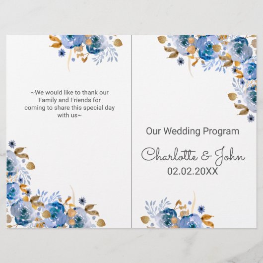 Blue Gold Floral Wedding (Voorkant)