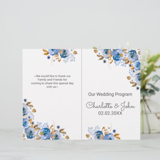Blue Gold Floral Wedding (Staand voorkant)