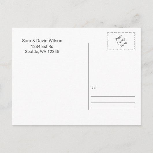 Blue Gold Floral Wedding Aankondigingskaart (Achterkant)