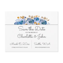Blue Gold Floral Wedding