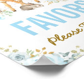 Blue Gold Floral Woodland Animals Favors Sign Poster (Hoek)
