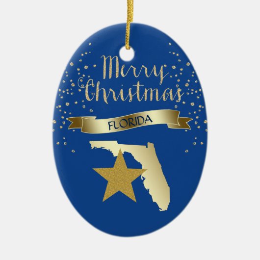 Blue Gold Florida Star Keramisch Ornament (Voorkant)
