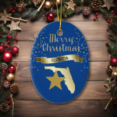 Blue Gold Florida Star Keramisch Ornament