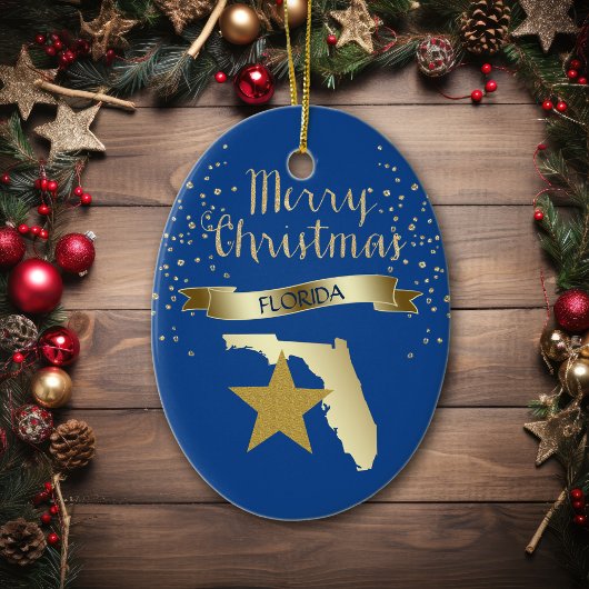 Blue Gold Florida Star Keramisch Ornament