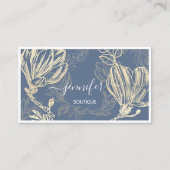 Blue Gold Flower Framed QR Code Framed Logo Visitekaartje (Voorkant)