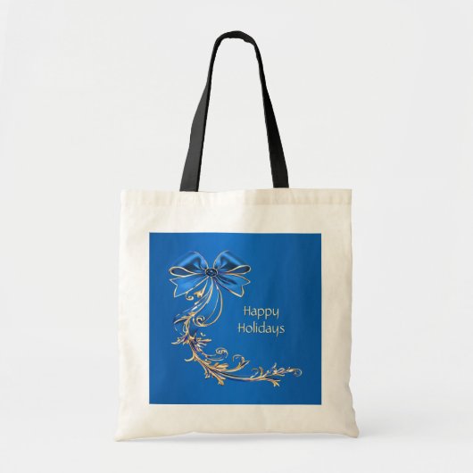 Blue Gold Flower Holiday Canvas tas (Voorkant)