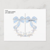 Blue Gold Flower Holiday Christmas Briefkaart (Achterkant)