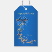 Blue Gold Flower Holiday Gift Label Cadeaulabel (Achterkant)