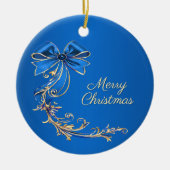 Blue Gold Flower Holiday Ornament (Voorkant)