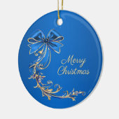 Blue Gold Flower Holiday Ornament (Links)