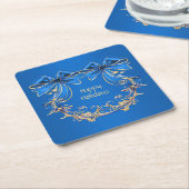 Blue Gold Flower Holiday Paper Onderzetter