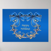 Blue Gold Flower Holiday Poster (Voorkant)