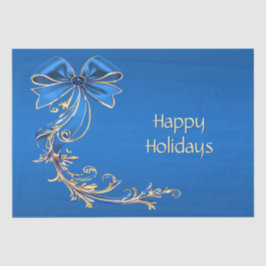 Blue Gold Flower Holiday Tissuepapier
