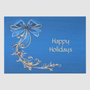Blue Gold Flower Holiday Tissuepapier