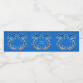 Blue Gold Flower Holiday Waterfles Etiket (Enkel label)