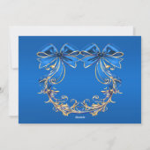 Blue Gold Flower Kerstvakantie Kaart (Achterkant)