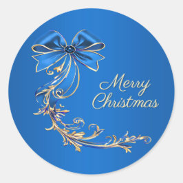 Blue Gold Flower Kerstvakantie Sticker