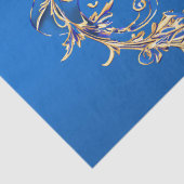 Blue Gold Flowers Vakantie Tissuepapier (Detail)