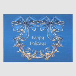 Blue Gold Flowers Vakantie Tissuepapier