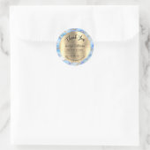 Blue Gold Fluid Marble Hartelijk dank Ronde Sticker (Tas)