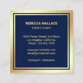 Blue Gold Foil Balloons Party Event Planner Vierkante Visitekaartje (Achterkant)