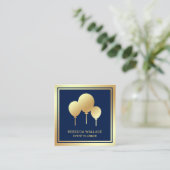 Blue Gold Foil Balloons Party Event Planner Vierkante Visitekaartje (Staand voorkant)